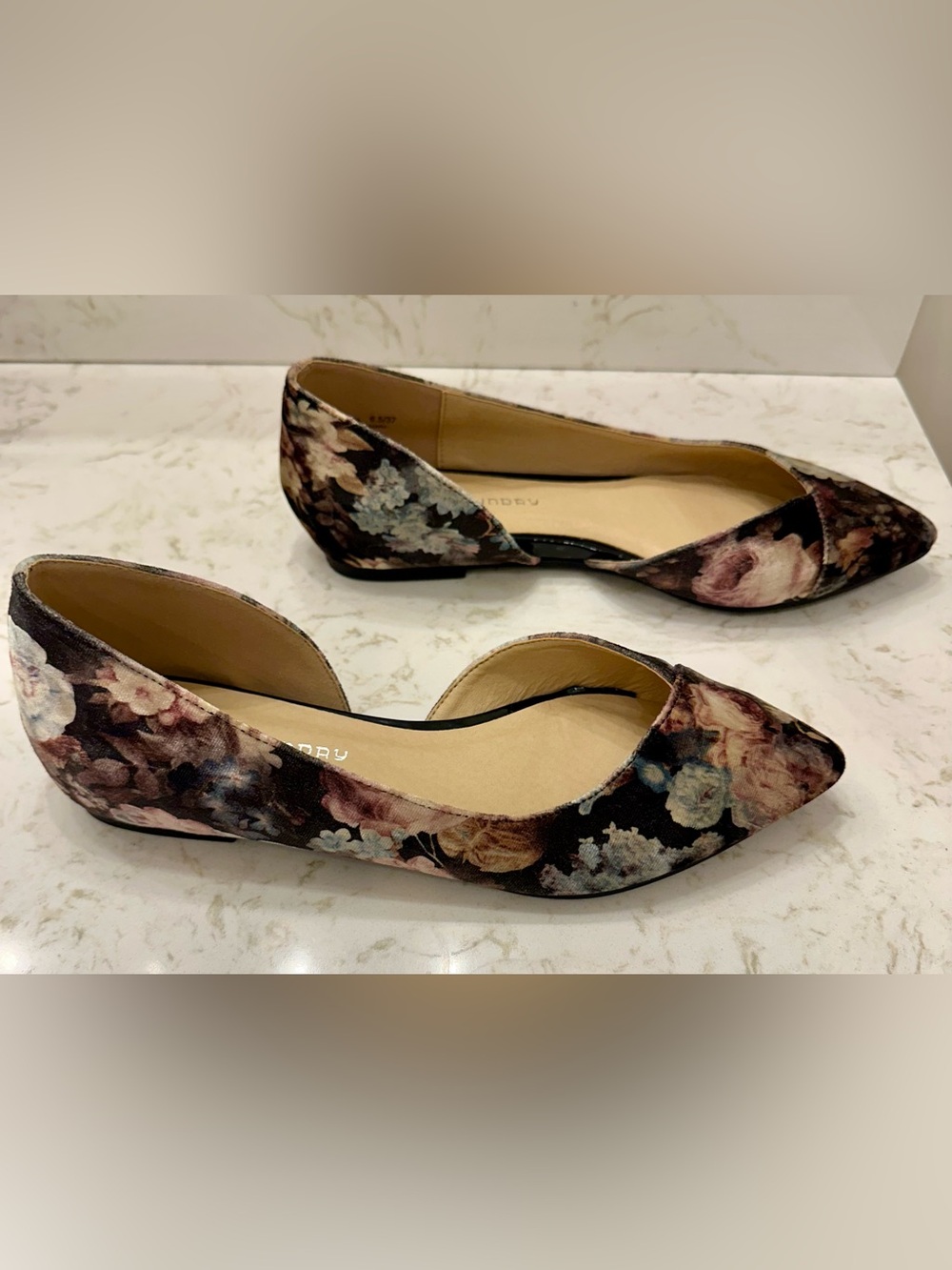CL by Laundry Hiromi Black Floral Print Velvet D'Orsay Flats 6.5 - Picture 10 of 12